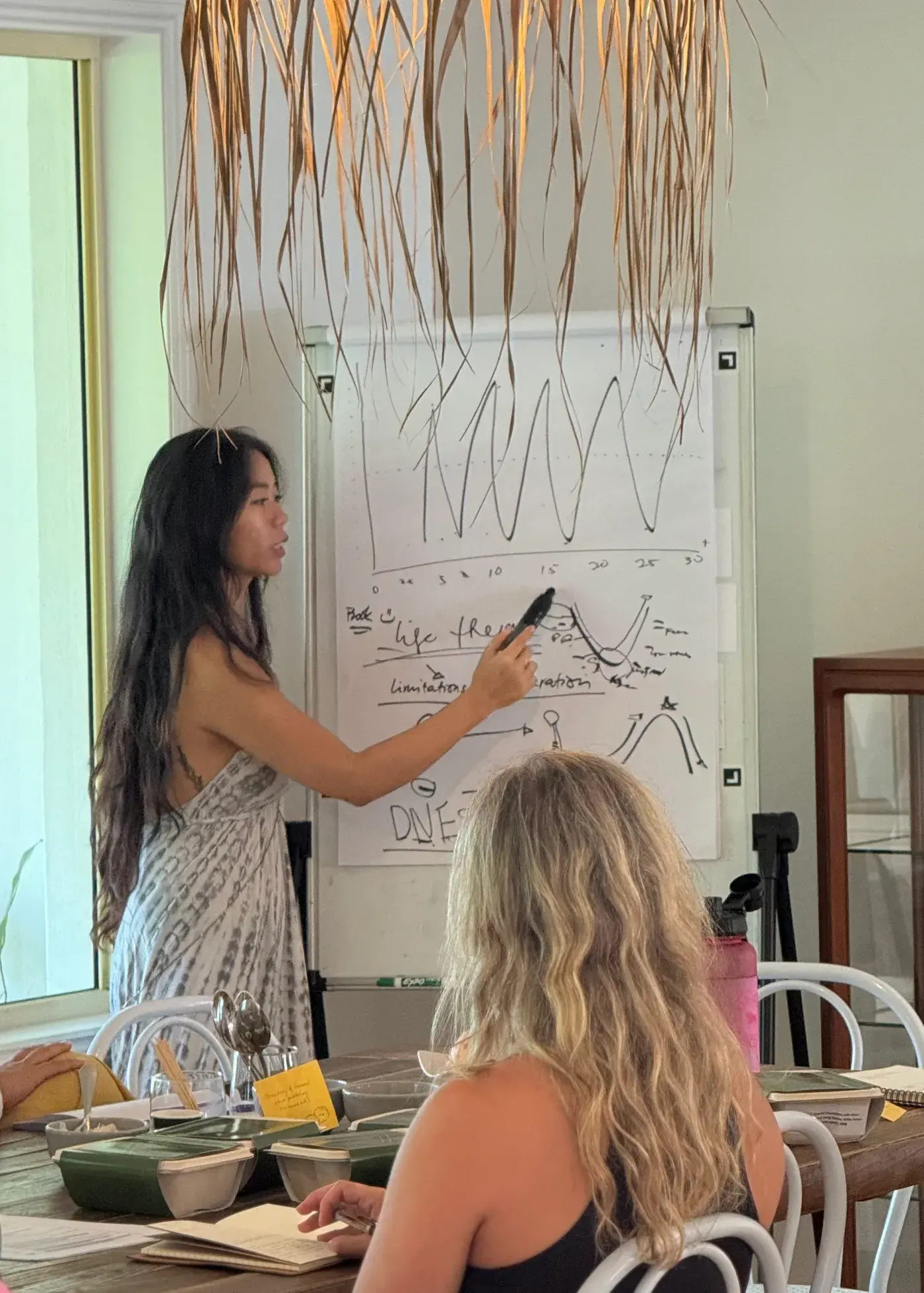Sarah teaching the framework at the whiteboard